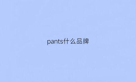 pants什么品牌(panasonic是什么牌子)