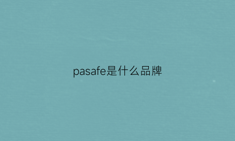 pasafe是什么品牌(pasha是什么牌子)