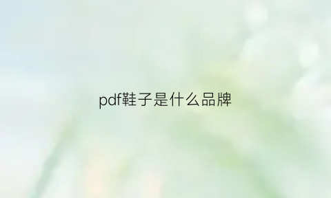 pdf鞋子是什么品牌(pf的鞋子怎么样)