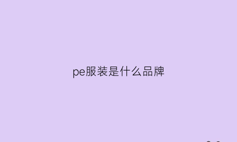 pe服装是什么品牌(pepsi是什么品牌)