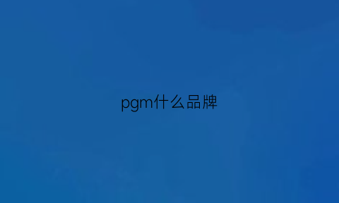 pgm什么品牌(pg是啥牌子)