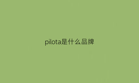 pilota是什么品牌