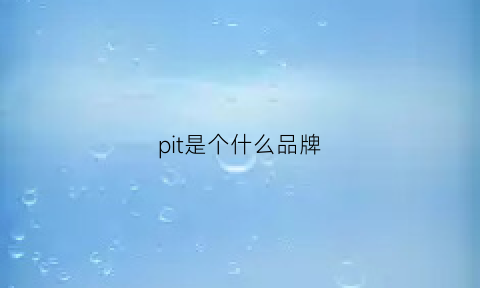 pit是个什么品牌