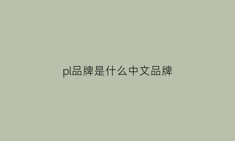 pl品牌是什么中文品牌(pl是什么牌子)