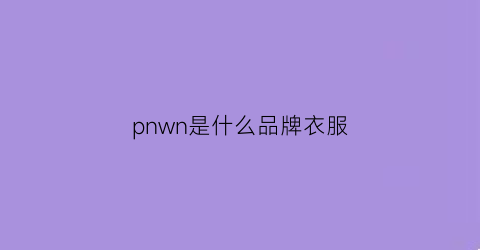 pnwn是什么品牌衣服(pnwa是什么品牌)