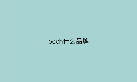 poch什么品牌(pochrr是中国牌子)