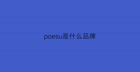 poesu是什么品牌(posee是什么牌子)