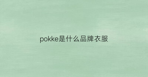 pokke是什么品牌衣服(pock是什么意思牌子)