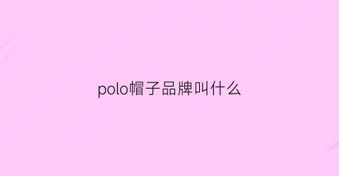 polo帽子品牌叫什么(polo帽子品牌叫什么牌子)