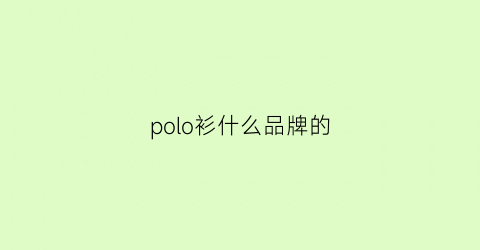 polo衫什么品牌的(polo衫品牌推荐)