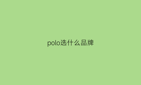 polo选什么品牌