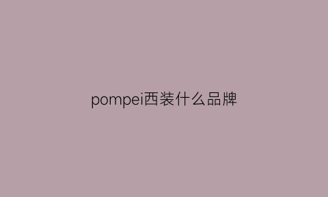 pompei西装什么品牌(品牌西装排名)