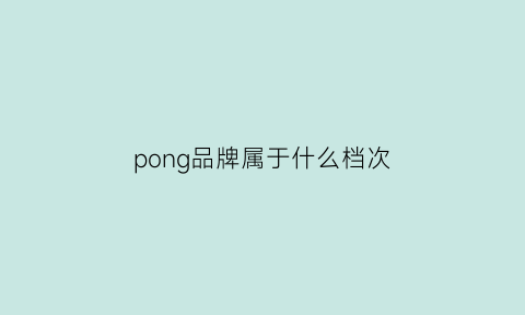 pong品牌属于什么档次(ponpon是什么牌子)