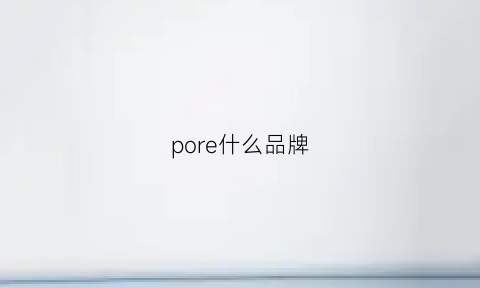 pore什么品牌(porrcai是什么牌子)