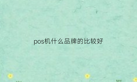 pos机什么品牌的比较好(pos机哪个牌子最正规什么牌子好)