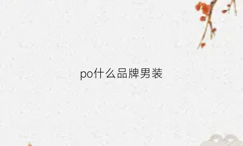 po什么品牌男装(po开头的男装品牌)