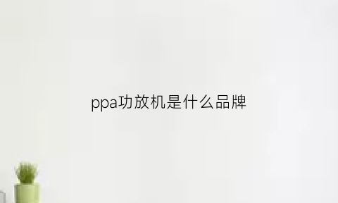 ppa功放机是什么品牌