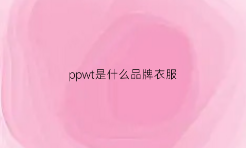 ppwt是什么品牌衣服