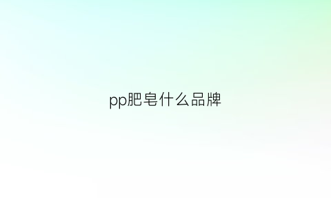 pp肥皂什么品牌