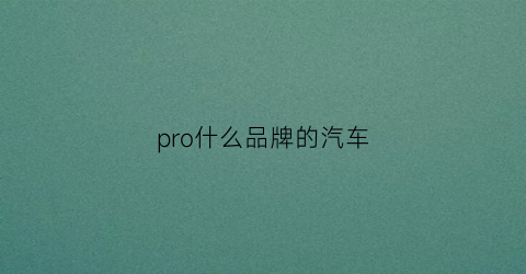 pro什么品牌的汽车