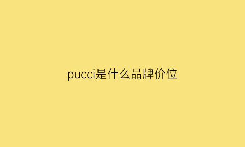 pucci是什么品牌价位(pu是什么牌子)