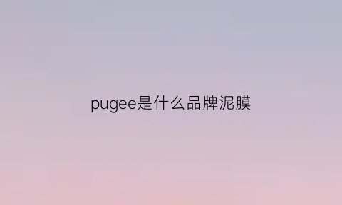 pugee是什么品牌泥膜