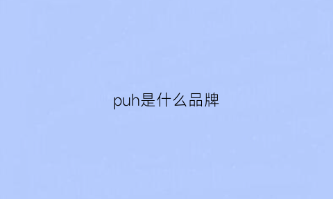 puh是什么品牌