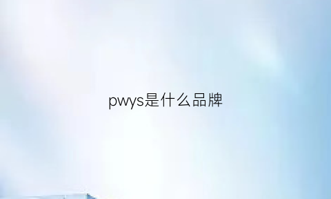 pwys是什么品牌