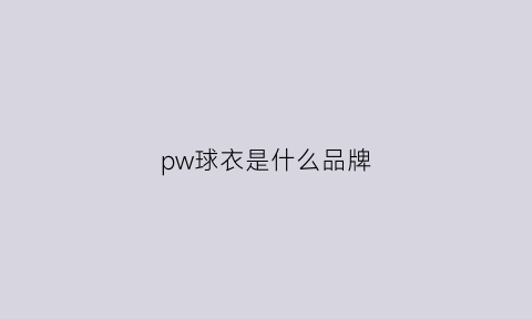 pw球衣是什么品牌(pw是什么牌子的衣服)