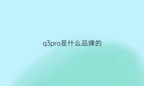 q3pro是什么品牌的