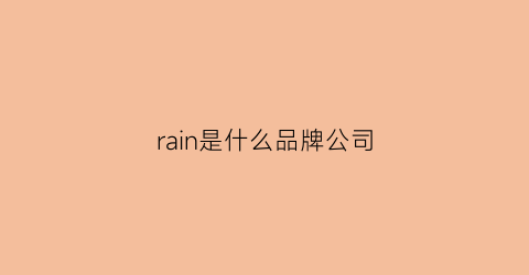 rain是什么品牌公司(rainha是什么牌子)