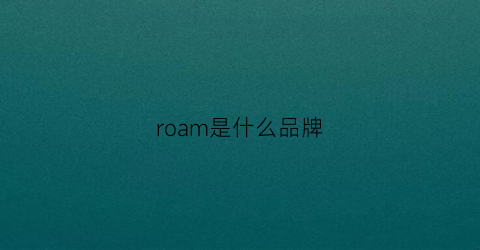 roam是什么品牌(ROAM是什么品牌)