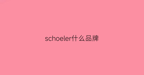 schoeler什么品牌(schiesser是什么品牌)