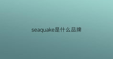 seaquake是什么品牌(sealake是什么牌子)