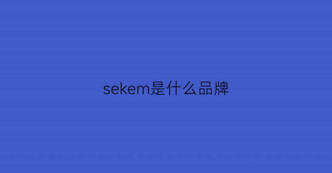 sekem是什么品牌(seeker是什么品牌)