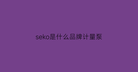 seko是什么品牌计量泵(jesco计量泵)