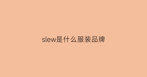 slew是什么服装品牌(swell是什么牌子中文)