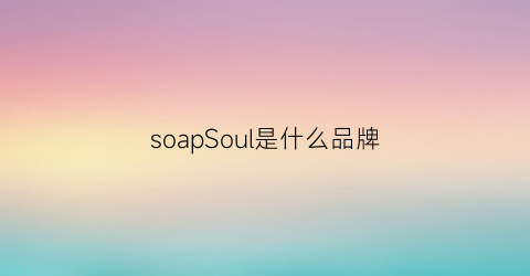 soapSoul是什么品牌(soaiy是什么品牌)