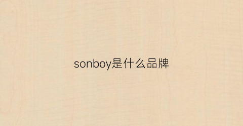 sonboy是什么品牌(soboy什么意思)