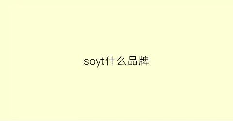 soyt什么品牌(soy是什么牌子)