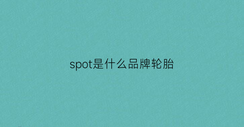 spot是什么品牌轮胎
