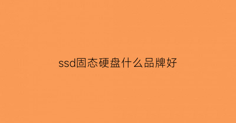 ssd固态硬盘什么品牌好