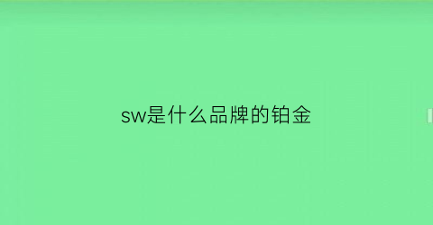 sw是什么品牌的铂金(sw什么牌子的金)