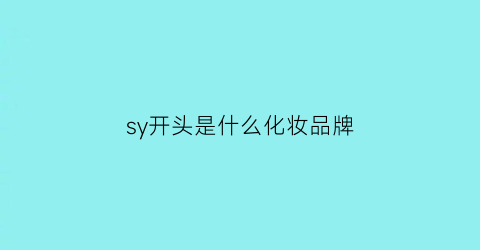 sy开头是什么化妆品牌(sy开头的是什么牌子)