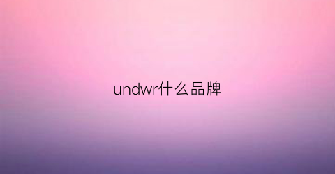 undwr什么品牌