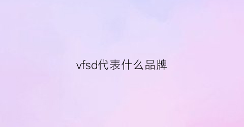 vfsd代表什么品牌(vd是什么品牌)