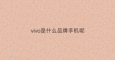 vivo是什么品牌手机呢(vivo是什么牌子)