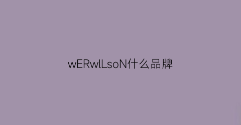 wERwlLsoN什么品牌(werilson这是个啥牌子)