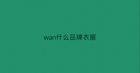 wan什么品牌衣服