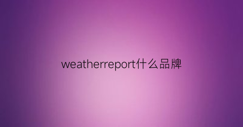 weatherreport什么品牌(traditionalweatherwear什么牌子)